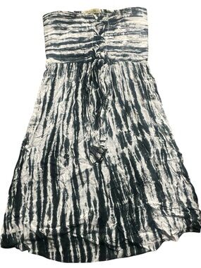 Y2K era NWOT Tie-Dye Strapless Mini Dress in Navy/Black & White